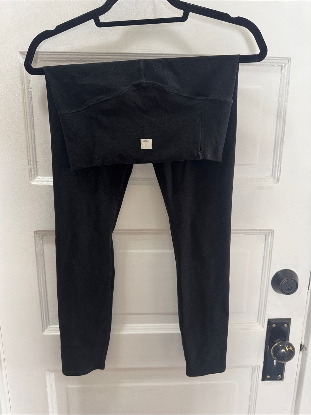Vuori Black Kids Fold-Over Waistband Leggings